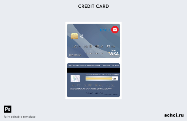цифровая загрузка шаблона карты Visa банка Канады Монреаля
